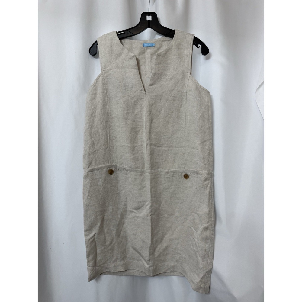 J Mclaughlin Knit Linen Beige Size Small Knee Length Sleeveless Dress.  K15‎